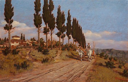 Mario Bordi (Firenze 1896 - 1980)"Toscana" olio su compensato (cm 65x100)...