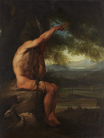 Sigismondo Nappi (Milano 1804 - 1832)(Attribuito)"San Giovanni Battista"olio...