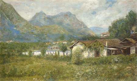 Gino Barbieri (Cesena 1885 - Montezomo 1917)"Paesaggio" olio su compensato...