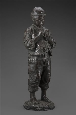 Tullo Golfarelli (Cesena 1852 - Bologna 1928)"Musica rustica"scultura in...