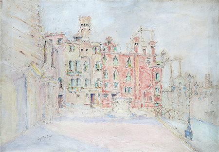 Adriano di Spilimbergo (Buenos Aires 1908 - Spilimbergo 1975)"Burano"olio su...