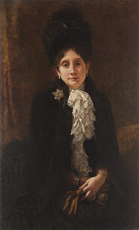 Roberto Fontana (Milano 1844 - 1907)"Donna Lucia Martignoni" 1888olio su tela...