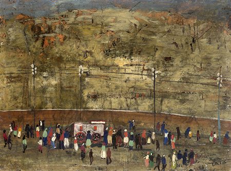 Guglielmo Tato Sansoni (Bologna 1896 - Roma 1974)"Paesaggio con figure e...