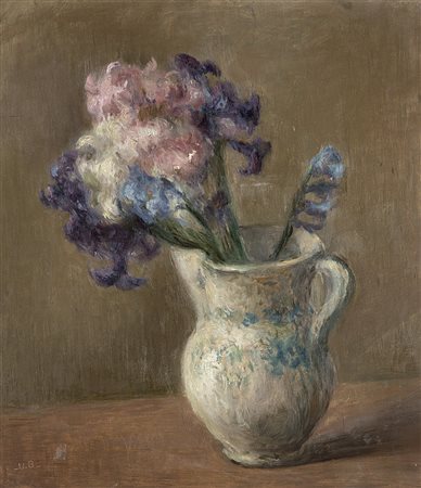 Ugo Bernasconi (Buenos Aires 1874 - Cantù 1960)"Vaso di fiori"olio su...
