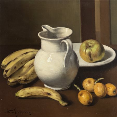 Vittorio Gussoni (Milano 1893 - Sanremo 1968)"Composizione con frutta matura...