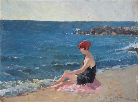 Cipriano Mannucci (Nizza 1882 - Firenze 1970)"Marina di Pisa" 1910olio su...