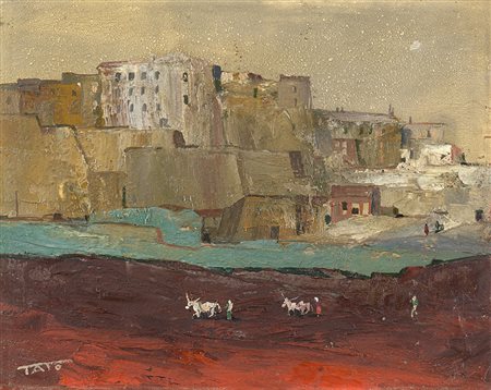Guglielmo Tato Sansoni (Bologna 1896 - Roma 1974)"Paesaggio con armenti" olio...