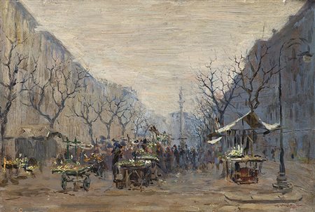 Giuseppe Omio (Lovere 1881 - Milano 1955)"Colonna del Verziere" 1927olio su...