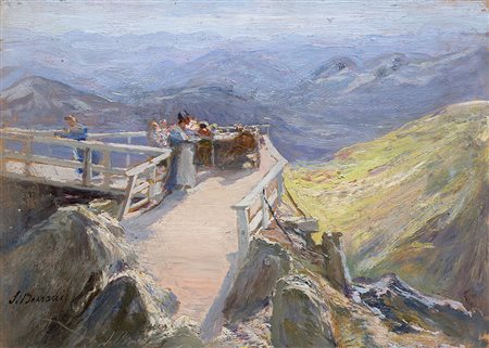 Stefano Bersani (Melegnano 1872 - Lora 1914)"Belvedere" olio su tavola (cm...