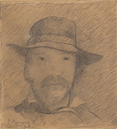 Piero Marussig (Trieste 1879 - Pavia 1937) "Autoritratto" 1910 matita su...