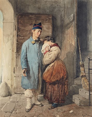 Gerolamo Induno (Milano 1825 - 1890)"La partenza della recluta (La partenza...