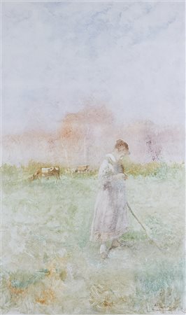 Pompeo Mariani (Monza 1857 - Bordighera 1927)"Nei campi"monotipo (mm...