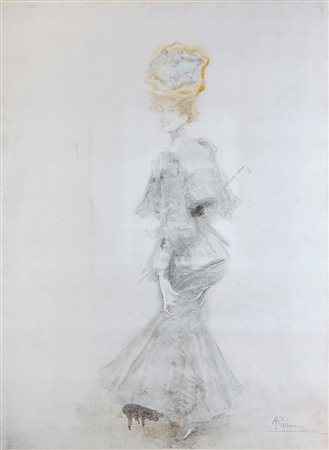 Pompeo Mariani (Monza 1857 - Bordighera 1927)"Figura femminile"monotipo (mm...