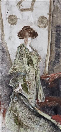 Pompeo Mariani (Monza 1857 - Bordighera 1927)"Figura giapponese"monotipo (mm...