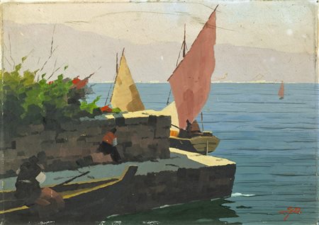 DE LAI GINO (1891 - 1960) Senza titolo. Olio su cartone pressato. Cm 34,00 x...