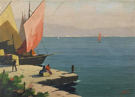 DE LAI GINO (1891 - 1960) Senza titolo. Olio su cartone pressato. Cm 34,00 x...