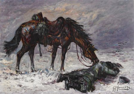 GONZAGA GIOVAN FRANCESCO (1921 - 2007) Senza titolo. 1986. Olio su carta. Cm...