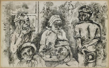 STAGNOLI ANTONIO (1922 - 2015) Senza titolo. . China su carta. Cm 54,00 x...