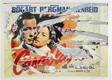 ROTELLA MIMMO (1918 - 2006) Casablanca. Litodecollage. Cm 100,00 x 70,00....
