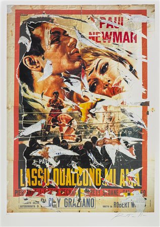 ROTELLA MIMMO (1918 - 2006) Lassù qualcuno mi ama. Litodecollage. Cm 70,00 x...