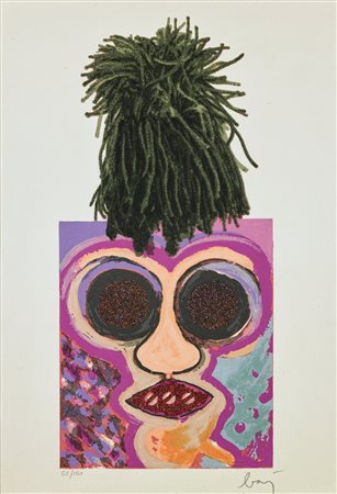 BAJ ENRICO (1924 - 2003) Senza titolo. Litografia ritoccata a mano. Cm 37,00...