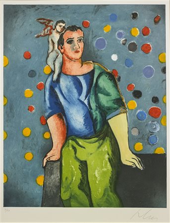 CHIA SANDRO (n. 1946) Padre e figlio. Litografia. Cm 70,00 x 100,00. 7/50....