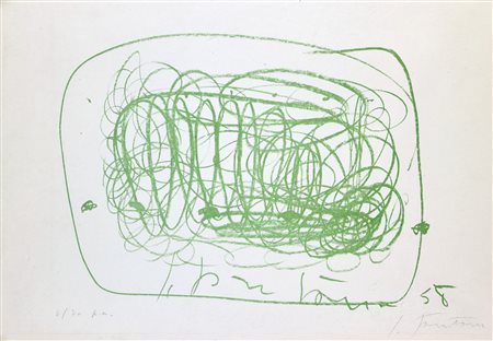 FONTANA LUCIO (1899 - 1960) Senza titolo. 1958. Litografia. Cm 50,40 x 34,80....