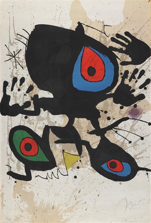 MIRO' JOAN (1893 - 1983) Homage to Mirò. Litografia. Cm 61,00 x 90,00....