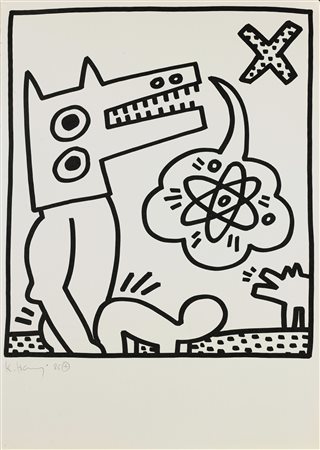 HARING KEITH (1958 - 1990) Senza titolo. 1985. Serigrafia. Cm 33,00 x 47,00....