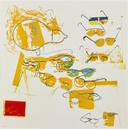 SCHIFANO MARIO (1934 - 1998) Case e chiese. Serigrafia. Cm 70,00 x 70,00....