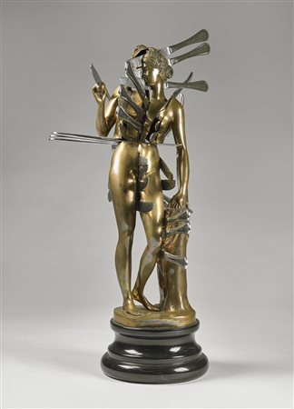 ARMAN FERNANDEZ (1928 - 2005) Monsieur est servi. 1995. Bronzo e metallo. Cm...