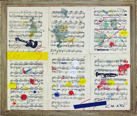 CHIARI GIUSEPPE (1926 - 2007) Senza titolo. Tecnica mista e collage su...