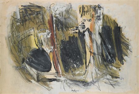 BIGLIONE ANNIBALE (1923 - 1981) Senza titolo. 1962. Tecnica mista su carta....