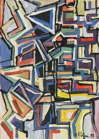 VILLERI JEAN (1896 - 1982) Senza titolo. 1958. Tecnica mista su carta. Cm...