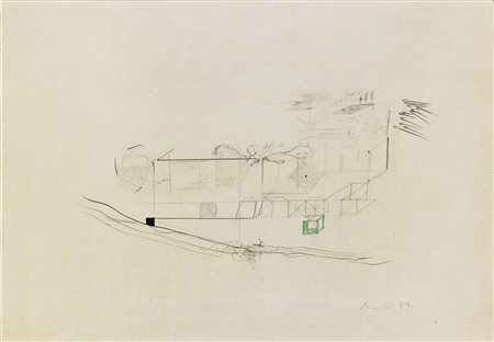 NOVELLI GASTONE (1925 - 1968) Senza titolo. 1967. Tecnica mista su carta. Cm...