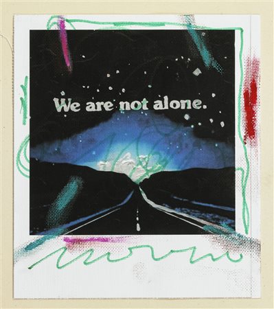 MANERA ENRICO (n. 1947) We are not alone. Tecnica mista su tela. Cm 15,50 x...