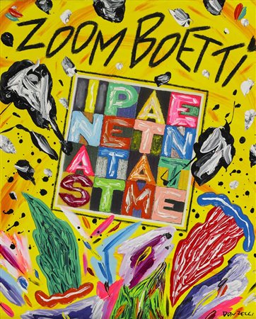 DONZELLI BRUNO (n. 1941) Zoom Boetti. Tecnica mista e olio su tela. Cm 40,00...