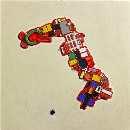 NUCARA RENZO (n. 1955) Lifeboat 12. . 2013. Acrilico su tavola e collage. Cm...