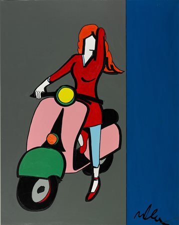 LODOLA MARCO (n. 1955) Senza titolo. Smalti su tela. Cm 80,00 x 100,00. Firma...