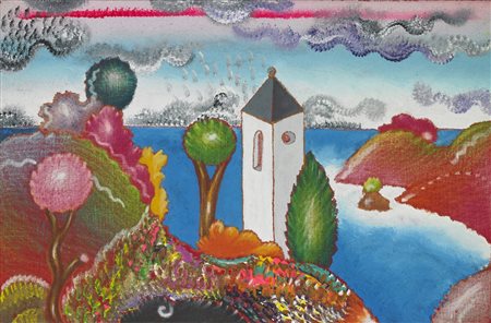 ALINARI LUCA (n. 1943) Isola. 1998. Acrilico su tela applicata su tavola. Cm...