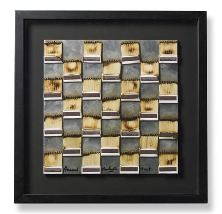 AUBERTIN BERNARD (1934 - 2015) Dessin de feu. . 2008. Fiammiferi su lamiera....