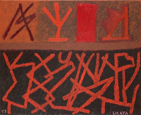 LICATA RICCARDO (1929 - 2014) Senza titolo. 2009. Olio su tela . Cm 61,00 x...
