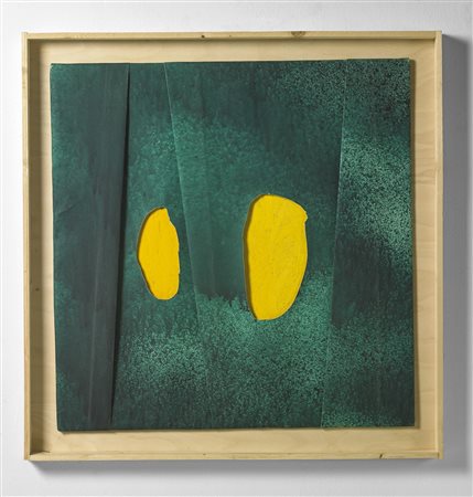 PAOLINO ANTONIO Verde sole. tecnica mista su tela applicata su tavola. Cm...