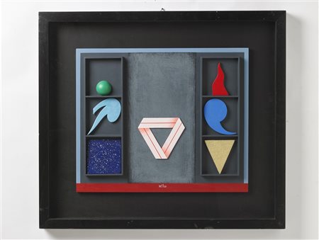 DEL PEZZO LUCIO (n. 1933) Forme. Tecnica mista su legno. Cm 60,00 x 50,00....