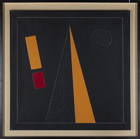 ANGELI FRANCO (1935 - 1988) Cuneo. Smalto su tela. Cm 90,00 x 90,00. Al retro...
