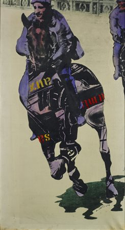 BERTINI GIANNI (1922 - 2010) Un Cavallo. 1967. Tecnica mista su tela. Cm...