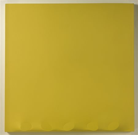 SIMETI TURI (n. 1929) 5 ovali gialli. 2001. Acrilico su tela sagomata. Cm...