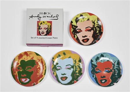 WARHOL ANDY (1928 - 1987) Lotto composto da n.4 piatti. Ceramica. Cm 21,00 x...