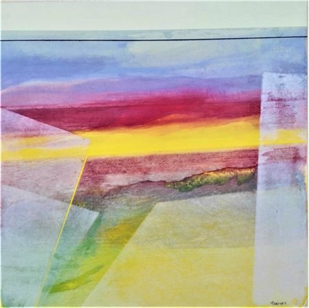 Mario Lanzione, Paesaggio 2017 Carte veline e acrilici su tavola, 60cm x...