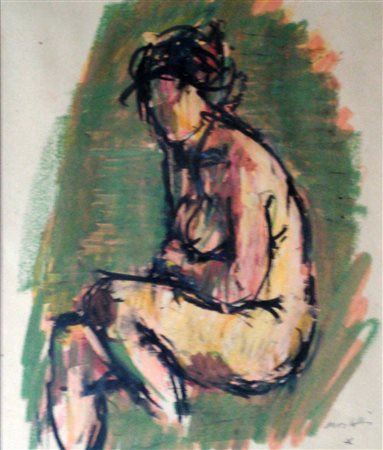 Ennio Morlotti, Studio di nudo Cesarina 1987 Pastello su carta, 35cm x 30cm....